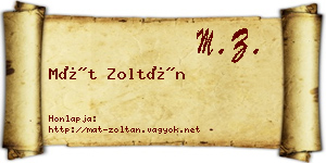 Mát Zoltán névjegykártya
